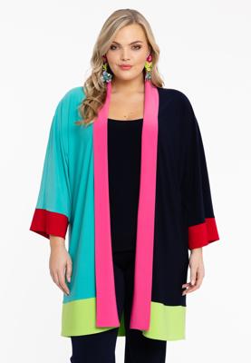 Yoek Kimono Colourblocking | Blauw | Maat 50/52