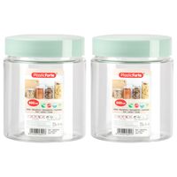 Voorraadpot/bewaarpot - 2x - 600 ml - kunststof - mint groen - B10 x H12 cm