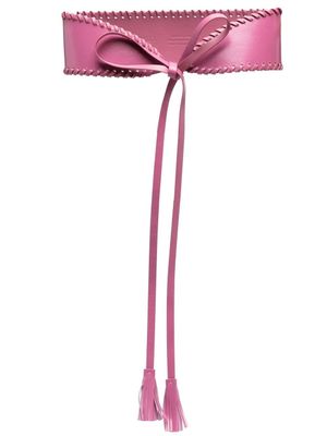 TWINSET ceinture en cuir nouée à pompons - Rose