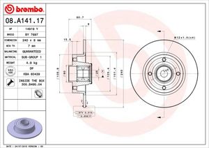 Remschijf BREMBO, Remschijftype: Massief, u.a. für Renault