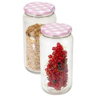 Weckpot/voorraadpot Classico - 2x - 950 ml - kunststof - draaideksel - roze - D8 x H17 cm - thumbnail