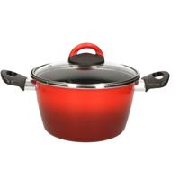 Magefesa Pan - met glazen deksel - rood - 20 cm - 6 liter - RVS - kookpan - soeppan - pannen Cuenca