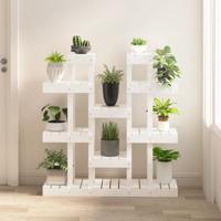 VidaXL Plantenstandaard wit 104,5x25x109,5 cm massief grenenhout
