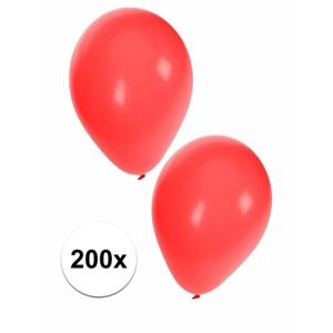 Feest ballonnen - rood - 200x stuks - ca. 27 cm - verjaardag versiering