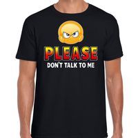 Funny emoticon t-shirt Please dont talk to me zwart voor heren