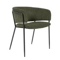 Kave Home Runnie eetkamerstoel corduroy Donkergroen poot zwart Kave Home Runnie eetkamerstoel corduroy Donkergroen poot zwart