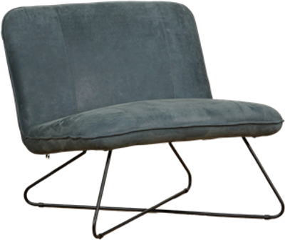 Blauwe leren industriële fauteuil zonder armleuning Smile - Kenia Leer Denim (blauw leer)