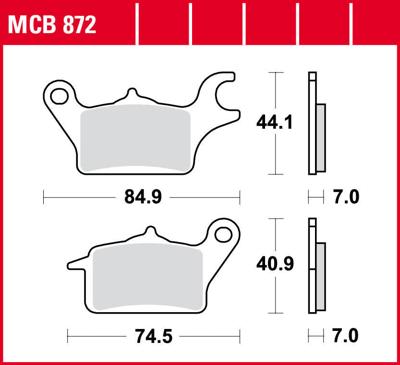 TRW Brake pad mcb 872 organic standard