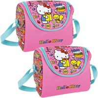 Set van 2x stuks kleine koeltassen voor lunch roze met Hello Kitty print 22 x 18 x 13 cm 5 liter - thumbnail