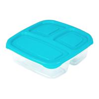 PlasticForte Vershoudbakje - 3-vaks - 1,2L - meal prep - herbruikbaar - blauw - thumbnail