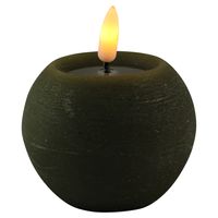 Magic Flame LED kaars/bolkaarsÃ - rond - olijf groen - D8 x H7,5 cm   -