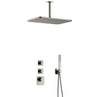 Hotbath Gal IBS40GNP High Flow inbouwdouche met plafondbuis en 27x40cm hoofddouche geborsteld nikkel PVD