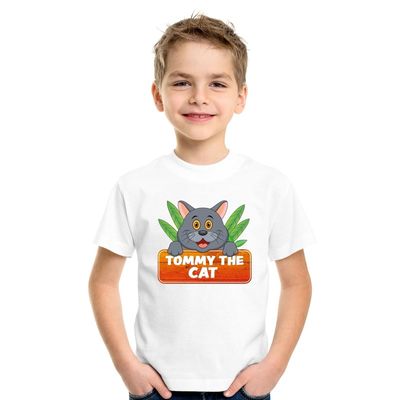 T-shirt wit voor kinderen met Tommy the Cat