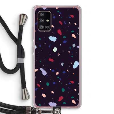 Dark Rounded Terrazzo: Samsung Galaxy A51 5G Transparant Hoesje met koord