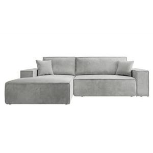 NADUVI Collection Galine Hoekbank met Chaise Longue Links met Slaapfunctie - Ribstof - Lichtgrijs