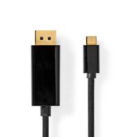 Nedis USB-C™ Adapter | USB 3.2 Gen 1 | USB-C™ Male | DisplayPort Male | 4K@60Hz | 2.00 m | Rond | Verguld | PVC | Zwart | Label - CCGL64352BK20