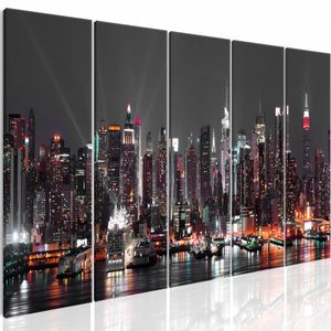 Schilderij - New York: Slapeloos , multi kleur , 5 luik