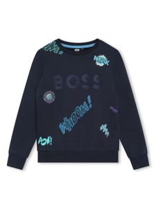 BOSS Kidswear sweat à motif brodé en all over - Bleu