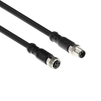 ACT SC3002 Industriële Sensorkabel | M8A 3-Polig Male naar M8A 3-Polig Female | TPE Ultraflex Xtreme kabel | Afgeschermd | IP67 | Zwart | 3 meter