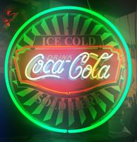 Coca-Cola Sold Here Neon Met Achterplaat 60 x 60 cm - thumbnail