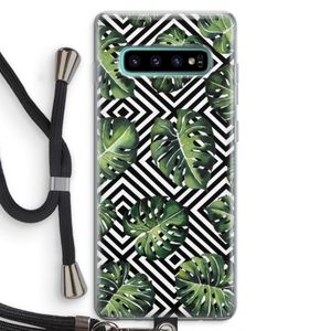 Geometrische jungle: Samsung Galaxy S10 Plus Transparant Hoesje met koord