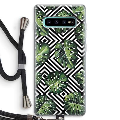 Geometrische jungle: Samsung Galaxy S10 Plus Transparant Hoesje met koord