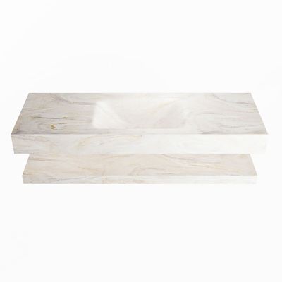 MONDIAZ ALAN-DLUX 130cm planchet Ostra. Vrijhangende wastafel CLOUD midden zonder kraangat, kleur Ostra.