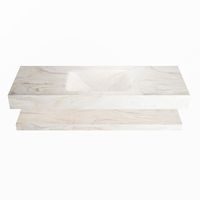 MONDIAZ ALAN-DLUX 130cm planchet Ostra. Vrijhangende wastafel CLOUD midden zonder kraangat, kleur Ostra.
