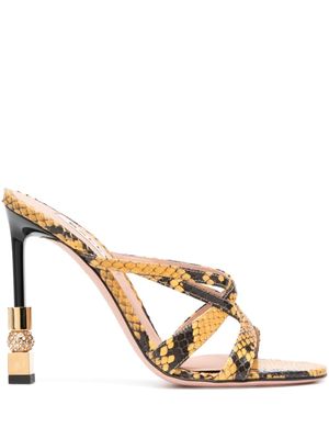 Bally mules en cuir à imprimé peau de serpent - Jaune