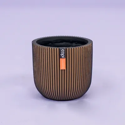 Capi Pot bol groove d10h9cm zwart/goud