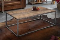 Industriële salontafel BARRACUDA 110cm gerecycled hout gebogen poten massief houten metalen frame - 39587 - thumbnail