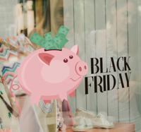Raamsticker Black Friday spaarvarken