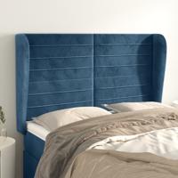 Hoofdbord met randen 147x23x118/128 cm fluweel donkerblauw