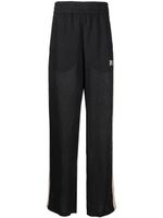 Palm Angels logo-embroidered linen trousers - Noir