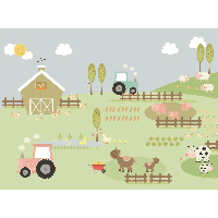 Designed4Kids wandvullend behang kinderkamer boerderij-350 x 260 cm