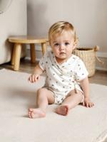 Pyjashort voor baby's personaliseerbaar van katoengaas ecru