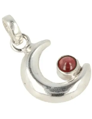 Edelsteen Hanger Granaat Maan - Zilver
