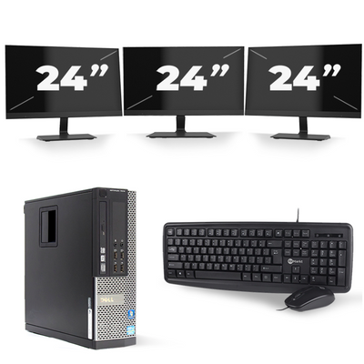 Dell Optiplex 7010 SFF - Intel Core i7-3e Generatie - 16GB RAM - 256GB SSD - Windows 10 + 3x 24 inch Monitor