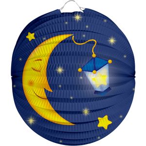 Folat Lampion maan - 22 cm - donker blauw - papier   -