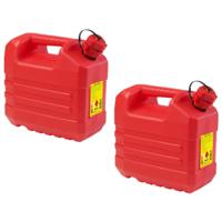 EDA jerrycan - 2x stuks - rood - L32 x B18 x H30 cm - 10 liter - geschikt voor gevaarlijke vloeistof EDA jerrycan - 2x stuks - rood - L32 x B18 x H30 cm - 10 liter - geschikt voor gevaarlijke vloeistof