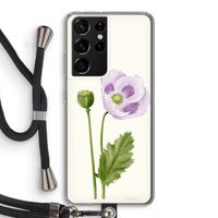 Purple poppy: Samsung Galaxy S21 Ultra Transparant Hoesje met koord
