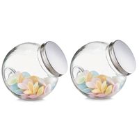 Set van 2x stuks glazen voorraadpotten/snoeppotten met zilveren deksel 2900 ml - Voorraadpot - thumbnail