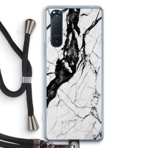 Witte marmer 2: Sony Xperia 5 II Transparant Hoesje met koord