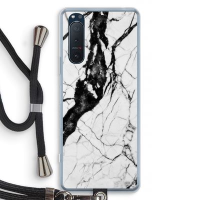 Witte marmer 2: Sony Xperia 5 II Transparant Hoesje met koord