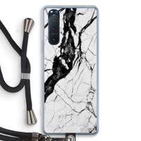 Witte marmer 2: Sony Xperia 5 II Transparant Hoesje met koord
