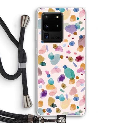 Terrazzo Memphis Pink: Samsung Galaxy S20 Ultra Transparant Hoesje met koord