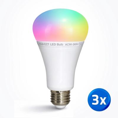Wifi LED lamp RGBWW 12 Watt E27 fitting voordeelset van 3
