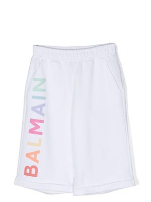 Balmain Kids short en jersey à logo imprimé - Blanc