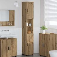 Hoge badkamerkast artisanaal eikenkleurig 30 x 35 x 192 cm
