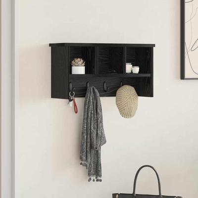 Wandgemonteerde kapstok met plank Zwart eiken 50 x 16 x 26 cm